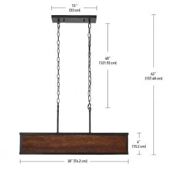 Johnnie 28-Watt Integrated LED Faux Wood Dimmable Pendant Lighting with Matte Black Accents by Globe Electric -Deals Globe Electric Store faux wood globe electric chandeliers 60334 fa 1000