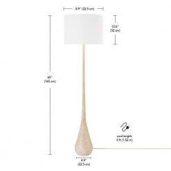 65 in. Faux Wood Floor Lamp with White Cotton Shade by Globe Electric -Deals Globe Electric Store faux wood globe electric floor lamps 91002295 1f 1000