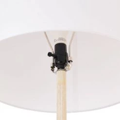 65 in. Faux Wood Floor Lamp with White Cotton Shade by Globe Electric -Deals Globe Electric Store faux wood globe electric floor lamps 91002295 44 1000