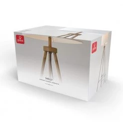 60 in. Faux Wood Floor Lamp with White Linen Shade and Tripod Base, On/Off Rotary Switch on Socket/ by Globe Electric -Deals Globe Electric Store faux wood globe electric floor lamps 91002854 76 1000