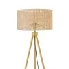 60 in. Faux Wood Floor Lamp with Rattan Shade and Tripod Base, On/Off Rotary Switch on Socket by Globe Electric
