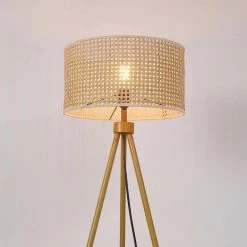 60 in. Faux Wood Floor Lamp with Rattan Shade and Tripod Base, On/Off Rotary Switch on Socket by Globe Electric 15 60 in. Faux Wood Floor Lamp with Rattan Shade and Tripod Base, On/Off Rotary Switch on Socket by Globe Electric -Deals Globe Electric Store faux wood globe electric floor lamps 91002856 fa 1000