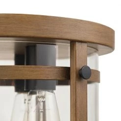 Daniel 11.9 in. 3-Light Faux Wood Flush Mount with Matte Black Accents and Clear Glass Shade by Globe Electric 15 Daniel 11.9 in. 3-Light Faux Wood Flush Mount with Matte Black Accents and Clear Glass Shade by Globe Electric -Deals Globe Electric Store faux wood globe electric flush mount lights 61022 44 1000