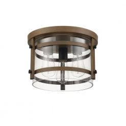 Daniel 11.9 in. 3-Light Faux Wood Flush Mount with Matte Black Accents and Clear Glass Shade by Globe Electric 17 Daniel 11.9 in. 3-Light Faux Wood Flush Mount with Matte Black Accents and Clear Glass Shade by Globe Electric -Deals Globe Electric Store faux wood globe electric flush mount lights 61022 76 1000