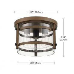 Daniel 11.9 in. 3-Light Faux Wood Flush Mount with Matte Black Accents and Clear Glass Shade by Globe Electric 18 Daniel 11.9 in. 3-Light Faux Wood Flush Mount with Matte Black Accents and Clear Glass Shade by Globe Electric -Deals Globe Electric Store faux wood globe electric flush mount lights 61022 d4 1000