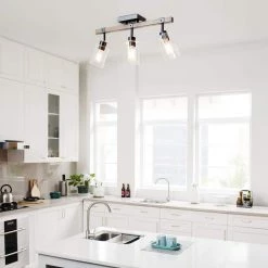 Austin 2 ft. 3-Light Faux Wood Fixed Track Lighting Kit with Matte Black Accents and Clear Glass Shades by Globe Electric -Deals Globe Electric Store faux wood globe electric track lighting kits 91000117 31 1000