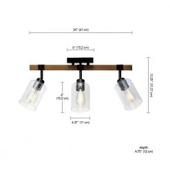 Austin 2 ft. 3-Light Faux Wood Fixed Track Lighting Kit with Matte Black Accents and Clear Glass Shades by Globe Electric -Deals Globe Electric Store faux wood globe electric track lighting kits 91000117 40 1000
