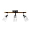 Austin 2 ft. 3-Light Faux Wood Fixed Track Lighting Kit with Matte Black Accents and Clear Glass Shades by Globe Electric
