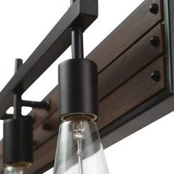 Mackay 30 in. 4-Light Faux Wood Vanity Light with Matte Black Accents by Globe Electric -Deals Globe Electric Store faux wood globe electric vanity lighting 91002140 1f 1000