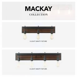 Mackay 30 in. 4-Light Faux Wood Vanity Light with Matte Black Accents by Globe Electric -Deals Globe Electric Store faux wood globe electric vanity lighting 91002140 44 1000