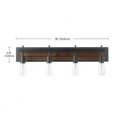Mackay 30 in. 4-Light Faux Wood Vanity Light with Matte Black Accents by Globe Electric -Deals Globe Electric Store faux wood globe electric vanity lighting 91002140 4f 1000