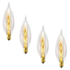 25 Watt CA10 Dimmable Vintage Edison Incandescent Light Bulb, Warm Candle Light (4-Pack) by Globe Electric