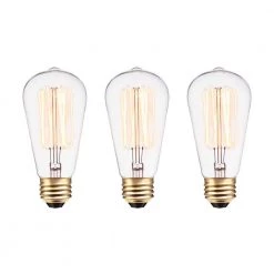 60 Watt S60 Dimmable Cage Filament Vintage Edison Incandescent Light Bulb, Warm Candle Light (3-Pack) by Globe Electric