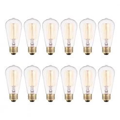 40 Watt S60 Dimmable Cage Filament Vintage Edison Incandescent Light Bulb, Soft White Light (12-Pack) by Globe Electric