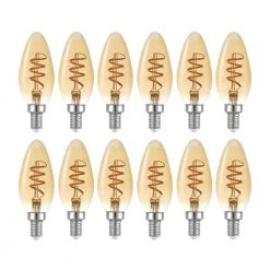 40 Watt Equivalent B10 Dimmable Spiral Filament Vintage Edison LED Light Bulb, Warm Amber Light (12-Pack) by Globe Electric