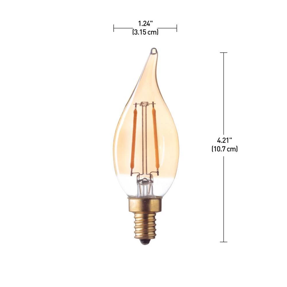 40 Watt Equivalent CA11 Dimmable Straight Filament Vintage Edison LED Light Bulb, Warm Candle Light (4-Pack) by Globe Electric 3 40 Watt Equivalent CA11 Dimmable Straight Filament Vintage Edison LED Light Bulb, Warm Candle Light (4-Pack) by Globe Electric - Image 3