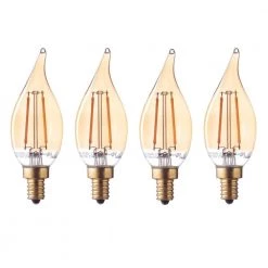 40 Watt Equivalent CA11 Dimmable Straight Filament Vintage Edison LED Light Bulb, Warm Candle Light (4-Pack) by Globe Electric