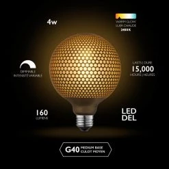 Moderna 40-Watt Equivalent E26 Base G40 Shape Luxury Oversized Frosted LED Filament Light Bulb, Copper Hexagon Design by Globe Electric -Deals Globe Electric Store globe electric edison bulbs 35042 d4 1000