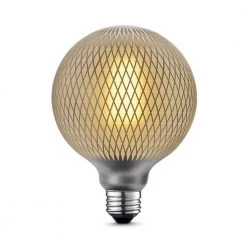 Moderna 40-Watt Equivalent E26 Base G40 Shape Oversized Frosted Filament LED Light Bulb, Silver Diamond Design by Globe Electric