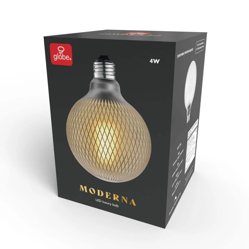 Moderna 40-Watt Equivalent E26 Base G40 Shape Oversized Frosted Filament LED Light Bulb, Silver Diamond Design by Globe Electric 9 Moderna 40-Watt Equivalent E26 Base G40 Shape Oversized Frosted Filament LED Light Bulb, Silver Diamond Design by Globe Electric - Image 9