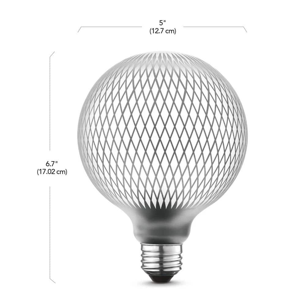 Moderna 40-Watt Equivalent E26 Base G40 Shape Oversized Frosted Filament LED Light Bulb, Silver Diamond Design by Globe Electric 8 Moderna 40-Watt Equivalent E26 Base G40 Shape Oversized Frosted Filament LED Light Bulb, Silver Diamond Design by Globe Electric - Image 8
