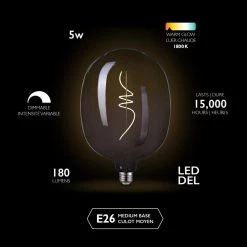 25 Watt Equivalent Luxe Dimmable Spiral Filament Vintage Edison LED Light Bulb, Warm Amber Light by Globe Electric -Deals Globe Electric Store globe electric edison bulbs 35654 d4 1000