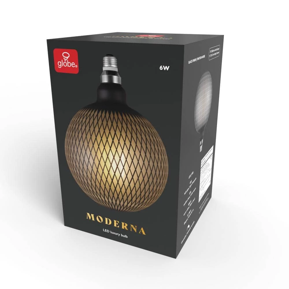 Moderna 40-Watt Equivalent E26 Base G200 Shape Luxury Oversized Frosted LED Filament Light Bulb, Black Diamond Design by Globe Electric 9 Moderna 40-Watt Equivalent E26 Base G200 Shape Luxury Oversized Frosted LED Filament Light Bulb, Black Diamond Design by Globe Electric - Image 9