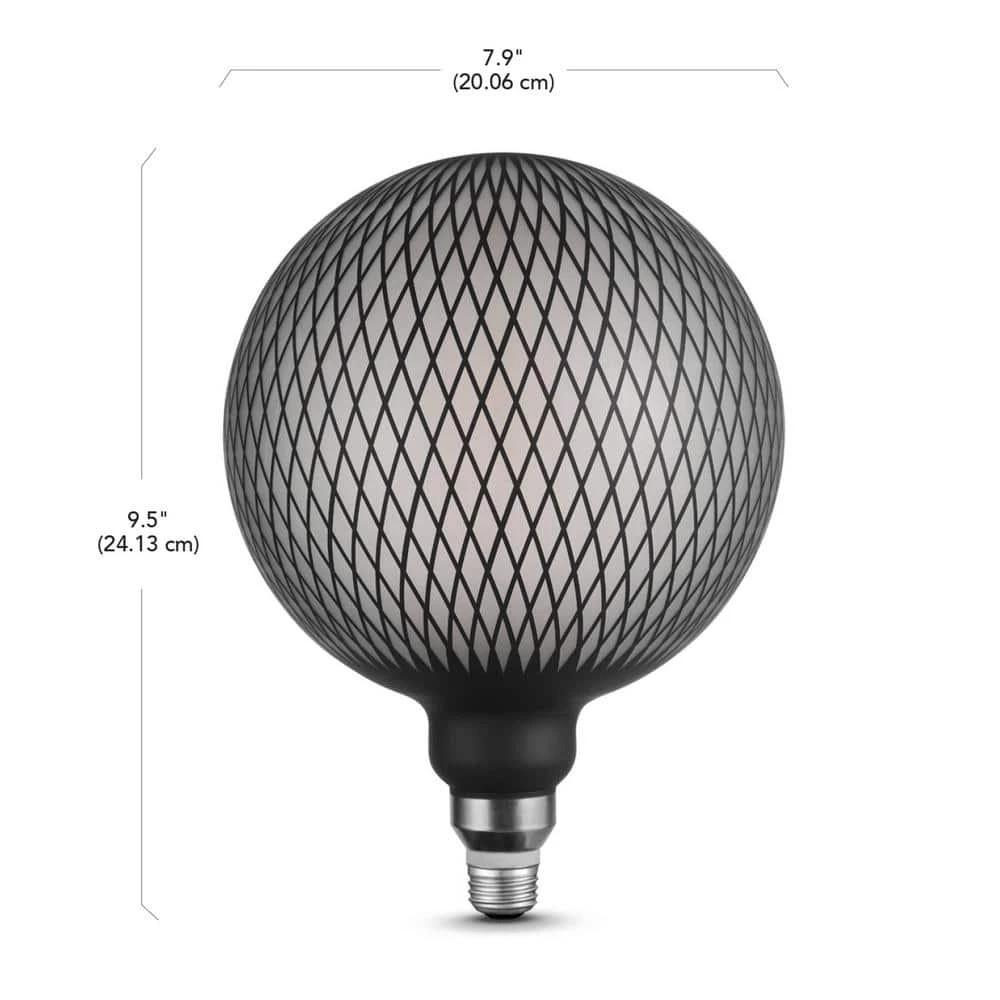 Moderna 40-Watt Equivalent E26 Base G200 Shape Luxury Oversized Frosted LED Filament Light Bulb, Black Diamond Design by Globe Electric 8 Moderna 40-Watt Equivalent E26 Base G200 Shape Luxury Oversized Frosted LED Filament Light Bulb, Black Diamond Design by Globe Electric - Image 8
