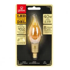 40 Watt Equivalent CA10 Dimmable Straight Filament Vintage Edison LED Light Bulb, Warm Candle Light by Globe Electric 6 40 Watt Equivalent CA10 Dimmable Straight Filament Vintage Edison LED Light Bulb, Warm Candle Light by Globe Electric -Deals Globe Electric Store globe electric edison bulbs 73191 4f 1000