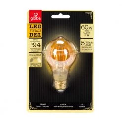 60 Watt Equivalent A19 Dimmable Straight Filament Vintage Edison LED Light Bulb, Warm Candle Light by Globe Electric 6 60 Watt Equivalent A19 Dimmable Straight Filament Vintage Edison LED Light Bulb, Warm Candle Light by Globe Electric -Deals Globe Electric Store globe electric edison bulbs 73192 4f 1000