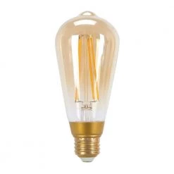 60 Watt Equivalent ST19 Dimmable Straight Filament Vintage Edison LED Light Bulb, Warm Amber Light by Globe Electric