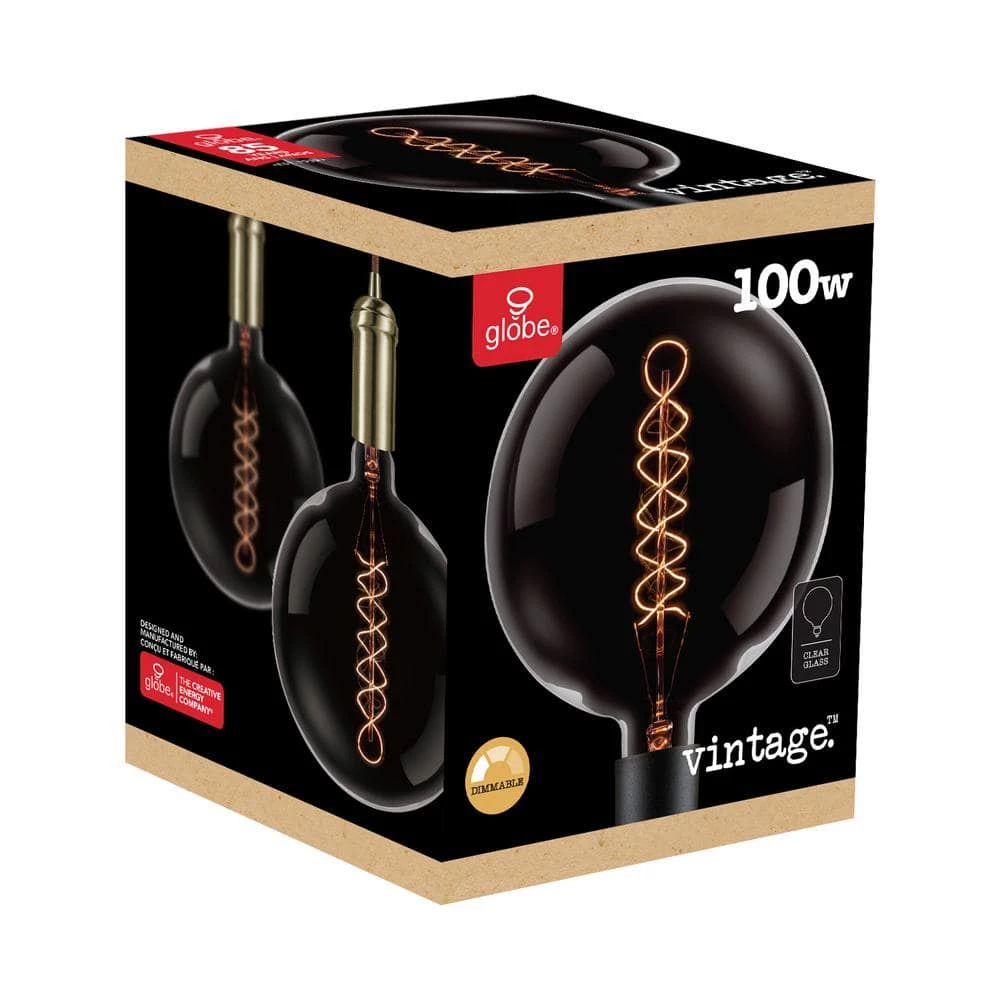 100 Watt G200 Dimmable Spiral Filament Vintage Edison Incandescent Light Bulb, Warm Candle Light by Globe Electric 4 100 Watt G200 Dimmable Spiral Filament Vintage Edison Incandescent Light Bulb, Warm Candle Light by Globe Electric - Image 4