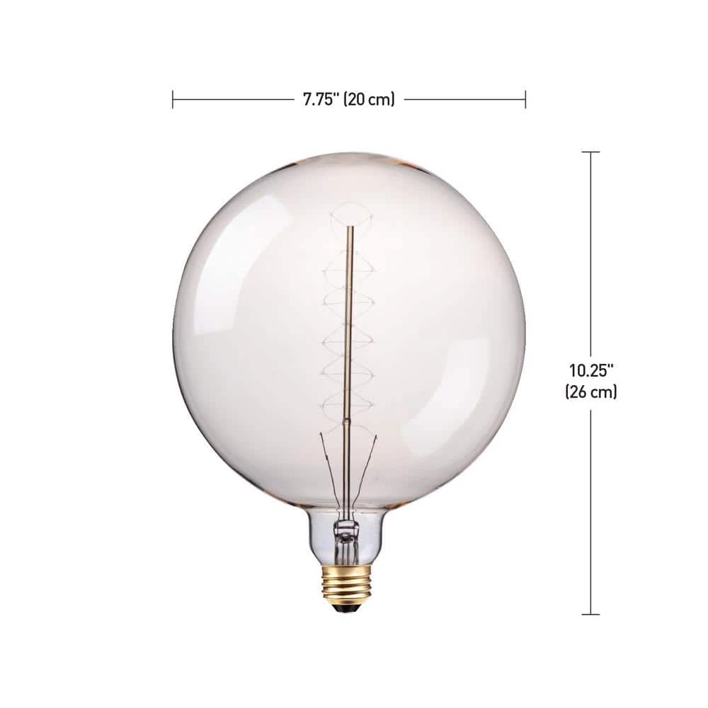 100 Watt G200 Dimmable Spiral Filament Vintage Edison Incandescent Light Bulb, Warm Candle Light by Globe Electric 3 100 Watt G200 Dimmable Spiral Filament Vintage Edison Incandescent Light Bulb, Warm Candle Light by Globe Electric - Image 3
