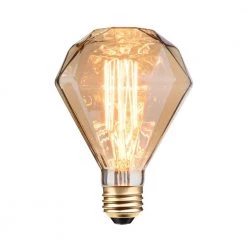 40 Watt Diamond Shape Dimmable Cage Filament Amber Glass Vintage Edison Incandescent Light Bulb, Soft White Light by Globe Electric