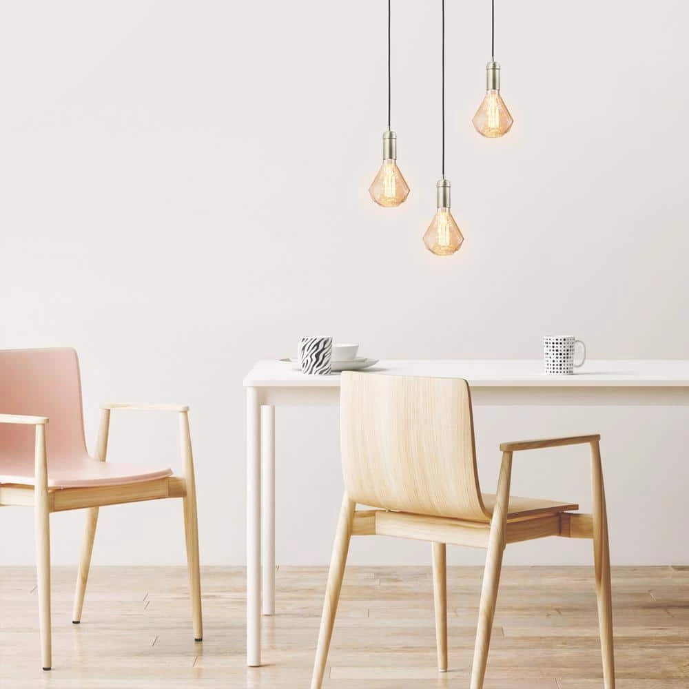 40 Watt Diamond Shape Dimmable Cage Filament Amber Glass Vintage Edison Incandescent Light Bulb, Soft White Light by Globe Electric 2 40 Watt Diamond Shape Dimmable Cage Filament Amber Glass Vintage Edison Incandescent Light Bulb, Soft White Light by Globe Electric - Image 2