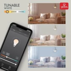 Wi-Fi Smart 60W Equivalent Color Changing RBG Tunable White LED Light Bulb, No Hub Required, A19, E26 (2-Pack) by Globe Electric -Deals Globe Electric Store globe electric led light bulbs 34207 4f 1000