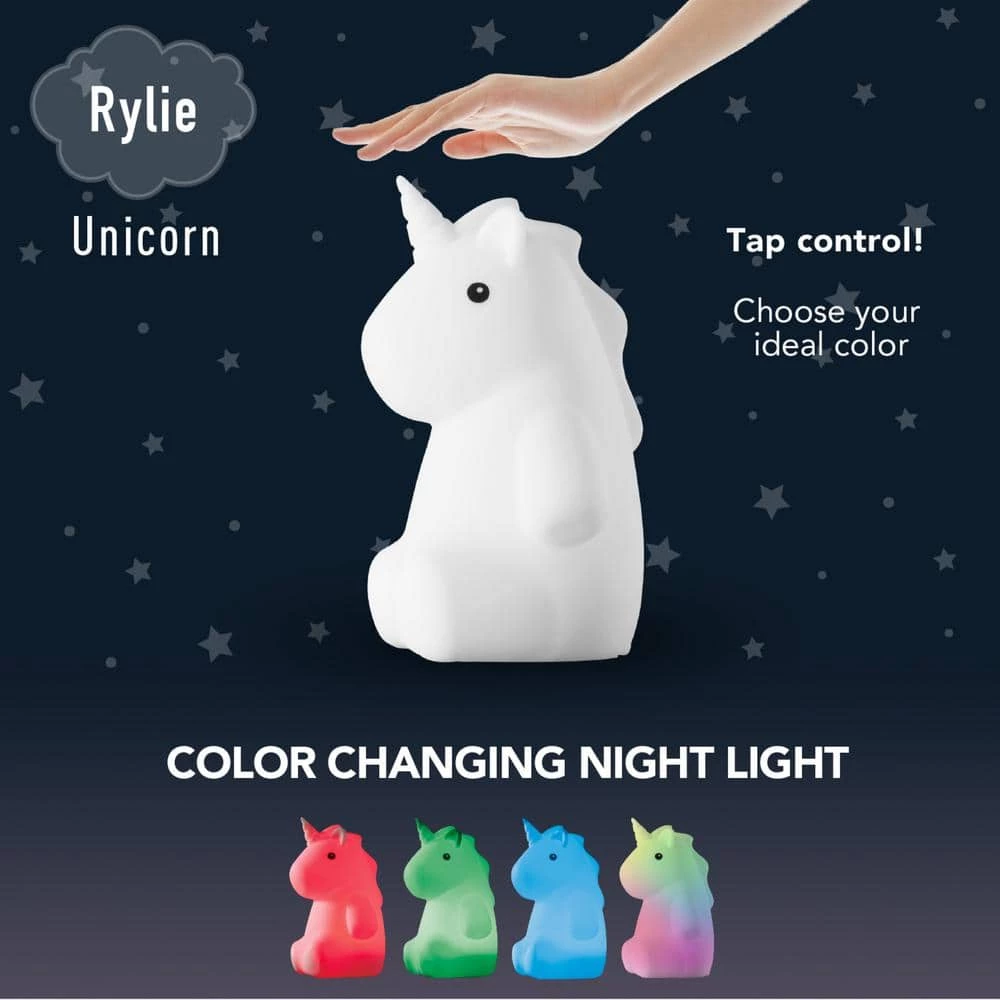 Rylie Unicorn MultiColor changing Integrated LED Rechargeable Silicone Night Light Lamp, White by Globe Electric 3 Rylie Unicorn MultiColor changing Integrated LED Rechargeable Silicone Night Light Lamp, White by Globe Electric - Image 3