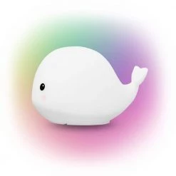 Wally Whale MultiColor changing Integrated LED Rechargeable Silicone Night Light Lamp, White by Globe Electric