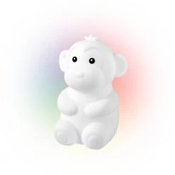 Marley Monkey Multi-Color Changing Integrated LED Rechargeable Silicone Night Light Lamp, White by Globe Electric