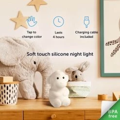 Marley Monkey Multi-Color Changing Integrated LED Rechargeable Silicone Night Light Lamp, White by Globe Electric -Deals Globe Electric Store globe electric led night lights 13252 76 1000