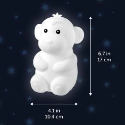 Marley Monkey Multi-Color Changing Integrated LED Rechargeable Silicone Night Light Lamp, White by Globe Electric -Deals Globe Electric Store globe electric led night lights 13252 fa 1000
