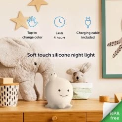 Ollie Octopus Multi-Color Changing Integrated LED Rechargeable Silicone Night Light Lamp, White by Globe Electric -Deals Globe Electric Store globe electric led night lights 13283 fa 1000