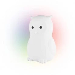Oliver Owl Multicolor Changing Integrated LED Rechargeable Silicone Night Light Lamp, White by Globe Electric