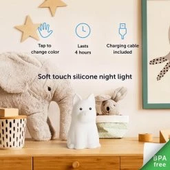 Tucker Dog Multicolor Changing Integrated LED Rechargeable Silicone Night Light Lamp, White by Globe Electric -Deals Globe Electric Store globe electric led night lights 13285 fa 1000