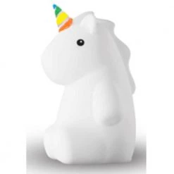 Unicorn Multi-Color Changing Integrated LED Rechargeable Silicone Night Light Lamp, White by Globe Electric