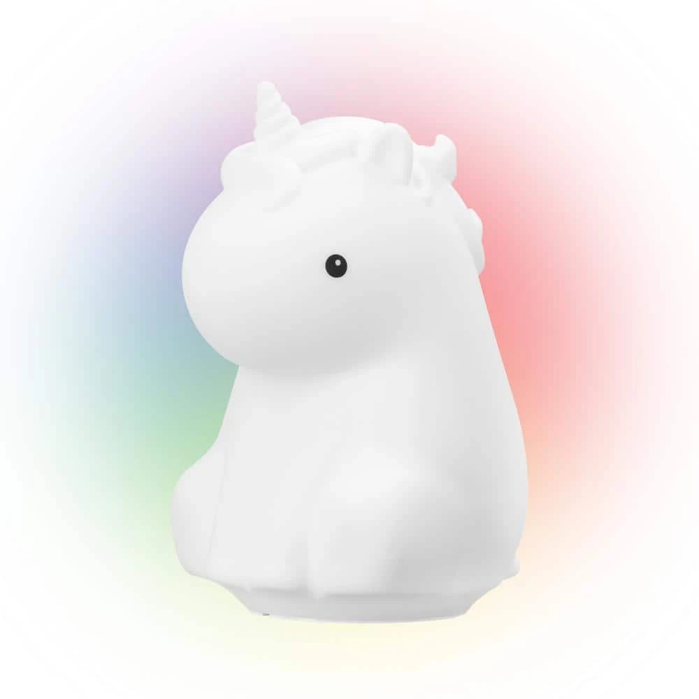Emma Unicorn Multi-Color Changing Integrated LED Rechargeable Silicone Night Light Lamp, White by Globe Electric 1 Emma Unicorn Multi-Color Changing Integrated LED Rechargeable Silicone Night Light Lamp, White by Globe Electric