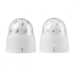 1-Watt Rotating Star and Moon Projector LED Integrated Night Light, Battery Operated, 30 Min Timer (2-Pack) by Globe Electric