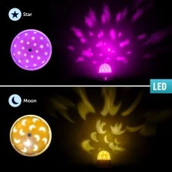 1-Watt Rotating Star and Moon Projector LED Integrated Night Light, Battery Operated, 30 Min Timer (2-Pack) by Globe Electric -Deals Globe Electric Store globe electric led night lights 91002797 fa 1000