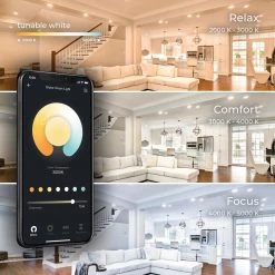 Wi-Fi Smart 6 in. Ultra Slim LED Recessed Lighting Kit 2-Pack, Multi-Color Changing RGB, Tunable White, Wet Rated by Globe Electric -Deals Globe Electric Store globe electric recessed lighting kits 50069 44 1000