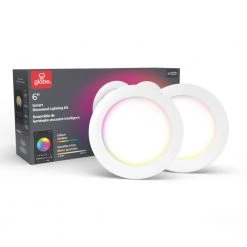 Wi-Fi Smart 6 in. Ultra Slim LED Recessed Lighting Kit 2-Pack, Multi-Color Changing RGB, Tunable White, Wet Rated by Globe Electric